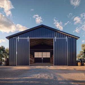 30x30 Steel Garage with rolling garage doors